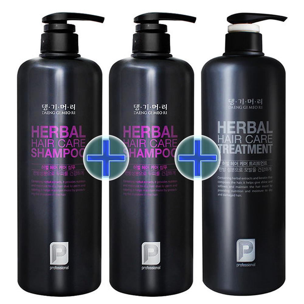 Daenggi Meori Professional Herbal Hair Care Shampoo 2 Pcs + Treatment 1 Pcs 1L