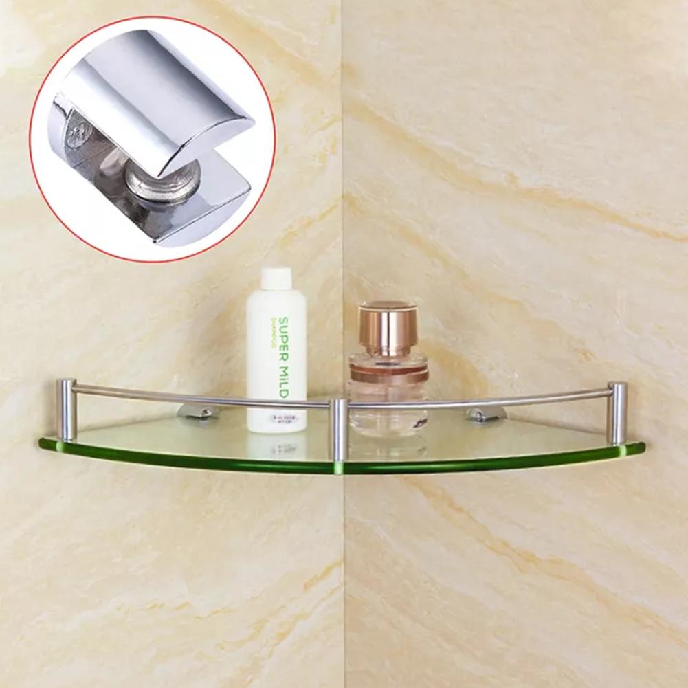 

Chrome Zinc Alloy Glass Shelf Support Brackets 10pcs for 8mm to 12mm Thick Glass for Bathroom and Office Shelving 10-12mm