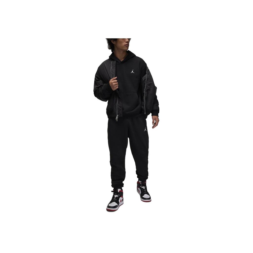 Jordan Solid Color Logo Hoodie with Plush Lining and Long Sleeves Men Tops Black FJ7775-010
