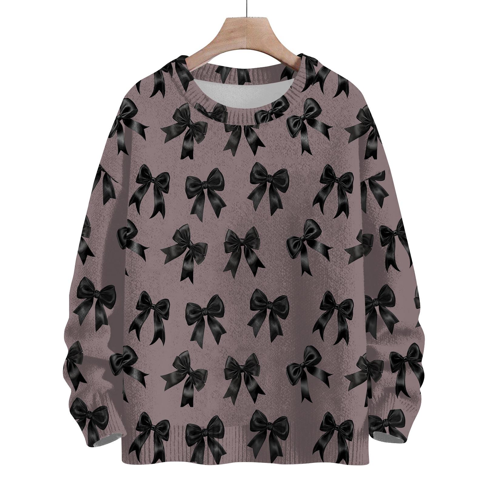 

Женский повседневный свитер из шерсти с длинным рукавом и бантом, осенний, для отпуска, пуловер с длинным рукавом L коричневый