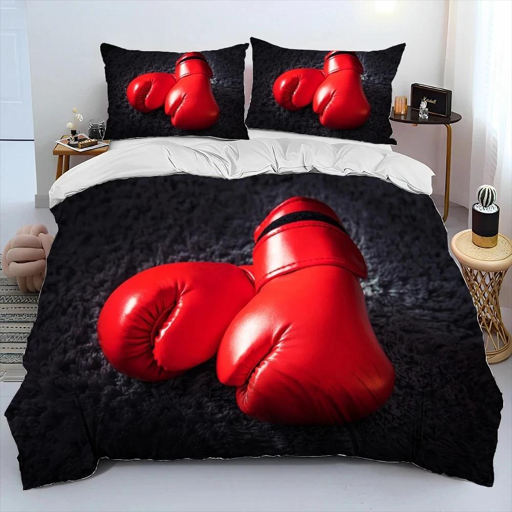3D boxerské rukavice, boxerská bojová paplónová súprava, obliečka na perinu, obliečka na vankúš, posteľná súprava veľkosti King a Queen pre dospelých