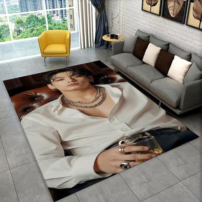 Tappeto Kpop B-BTS Jeon Jung Kook JK per Stanza dei Giochi, Camera da Letto, Soggiorno, Divano, Decorazione Casa, Tappeto per Area Bambini, Tappetino Antiscivolo, Regalo