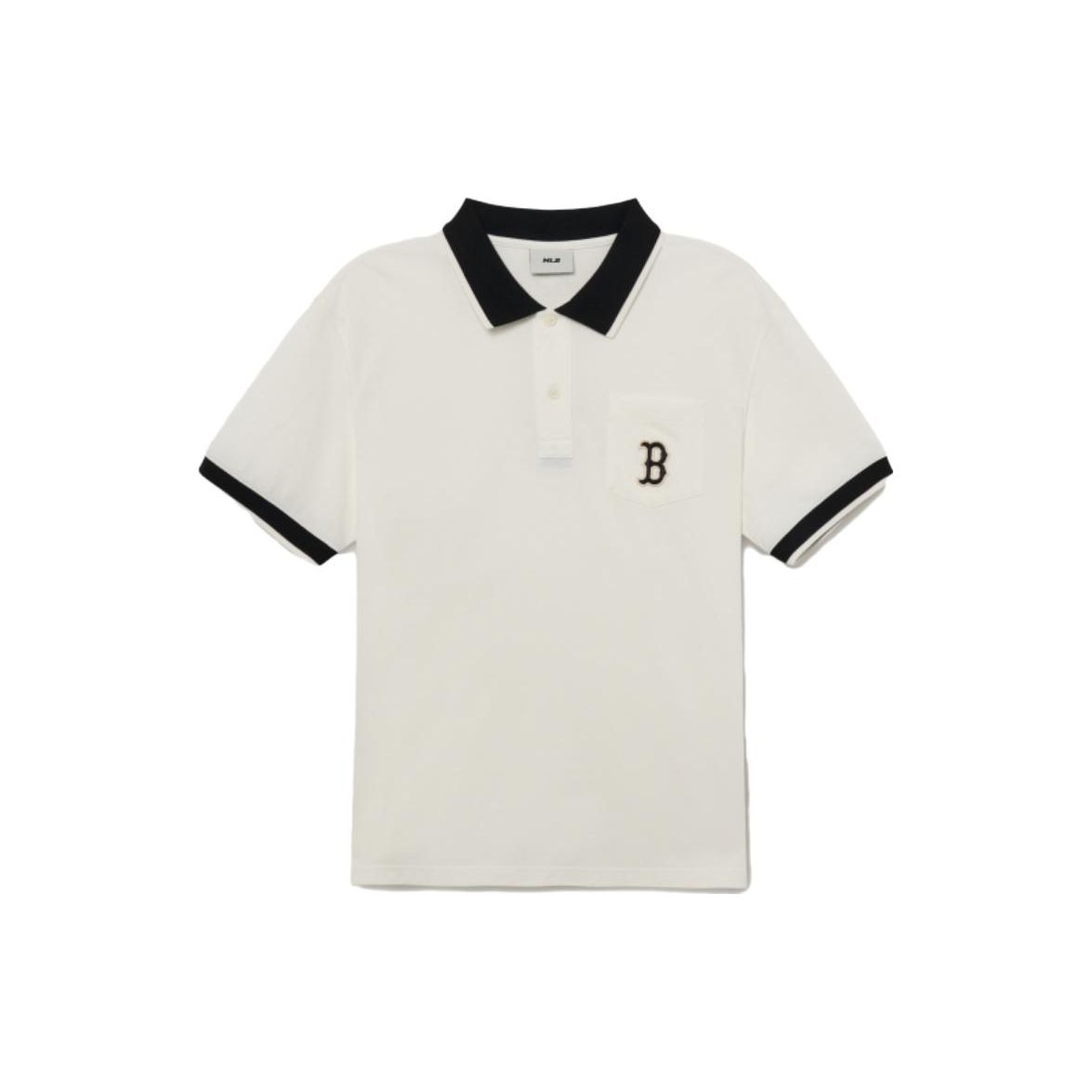 MLB Gestreiftes Detail Pullover Kurzarm Poloshirt Herren Oberteile Weiß 3LPQB0133-43IVS XXL black