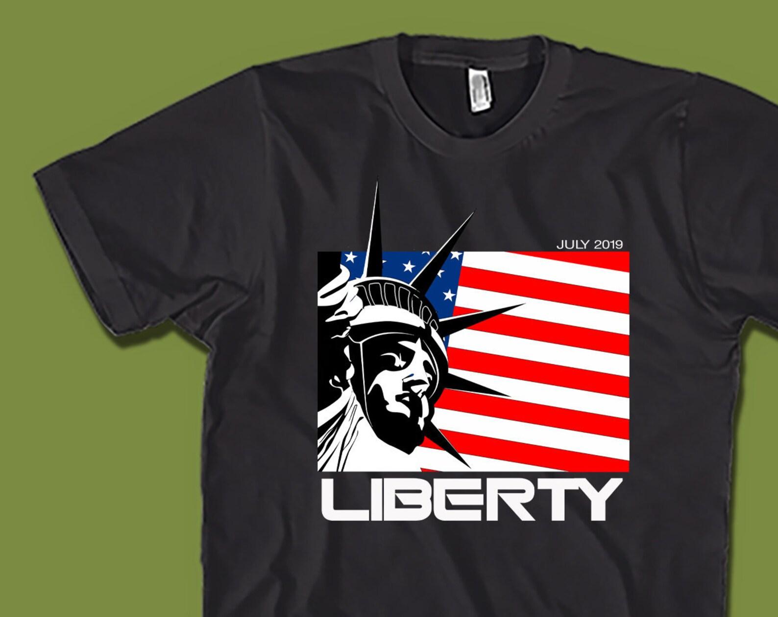 Statue of Liberty Shirt: Patriotic USA Flag Tee S