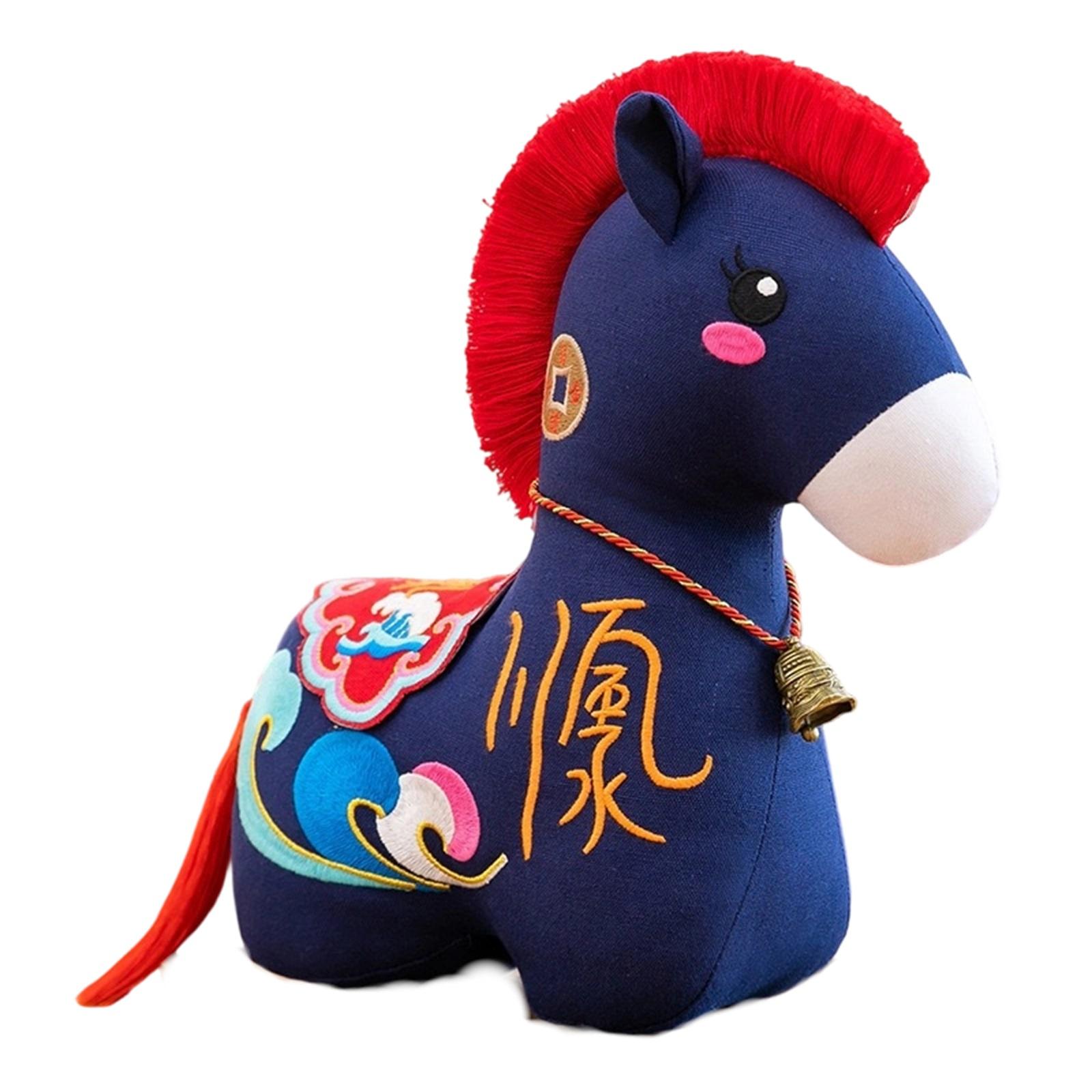 

Horse Year Mascot Doll Folk Flower Cloth Horse Doll Fabric Horse Doll Plush Toy Gift One Size синий