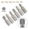 10Pcs Electric Hex Shank Screwdriver Bits PH1 PZ1 PH2 PZ2 PH3 PZ3 Magnetic Anti Slip 25mm For 1/4" Electric Hand Screwdriver