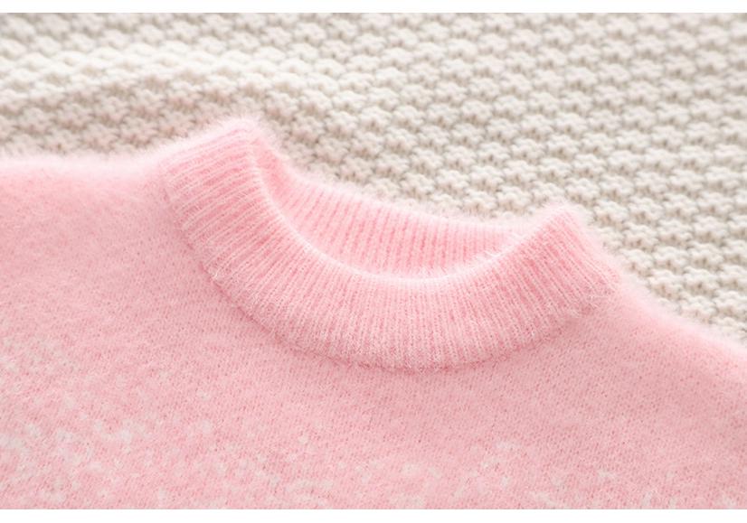Starry Sky Pink Gradient Mother-Daughter Knit Sweater - 2023 Korean Style Loose Fit