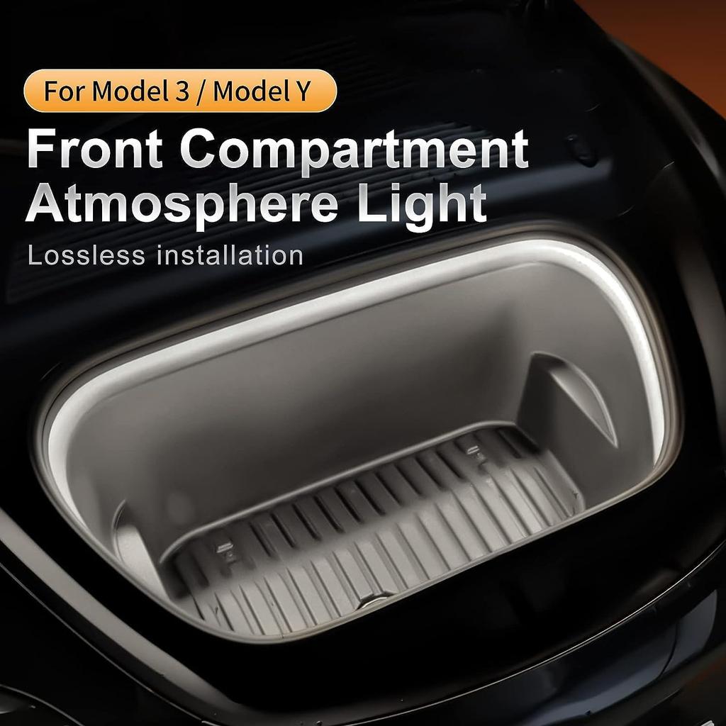 Universal for Tesla Model 3 Y 2021-2023 12V Front Trunk Frunk LED Ambient Surround Light Flexible Silicone Strip Decorative Lamp Neon Lights 4
