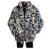 Men Leopard Winter Warm Fashion  Outdoor Woolen Faux-Fur' Coat Collar OverCoat