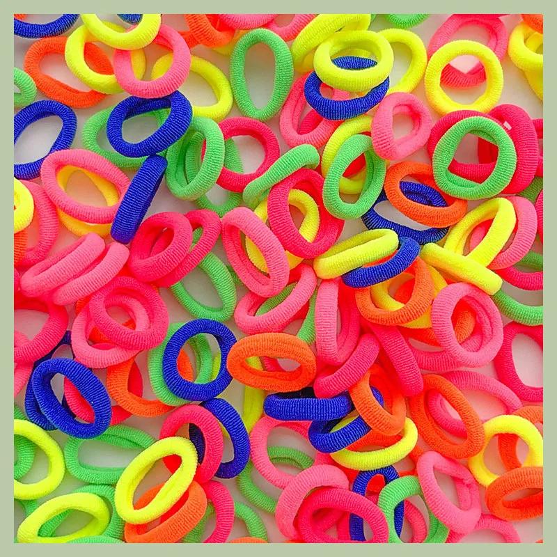 NEW 100/300PCS Colorful Basic Nylon Ealstic Hair Ties for Girls Ponytail Hold Scrunchie Rubber Band Kids Basic Hair Accessories