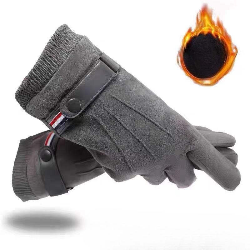 Замшевые перчатки Мужские Зимние Теплые Плюс Бархатные Утолщенные Перчатки для Пальцев с Сенсорным Экраном Производитель Велосипедные Перчатки one size