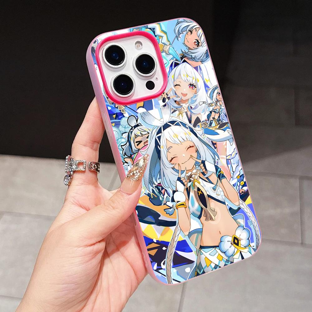 Game GI Mualani Jelly Double layer Rose Red Mobile Phone Case for iPhone 17 16 15 14 13 12 11 Air Pro Max Plus Protective