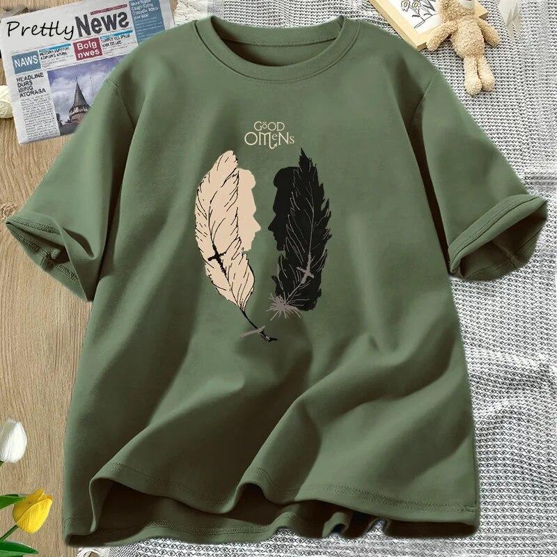 

Футболка «Благие знамения», «Плохое и хорошее», забавная футболка с ретро-графикой, футболка с изображением фильма, Harajuku, женская хлопковая одежда с короткими рукавами, унисекс S