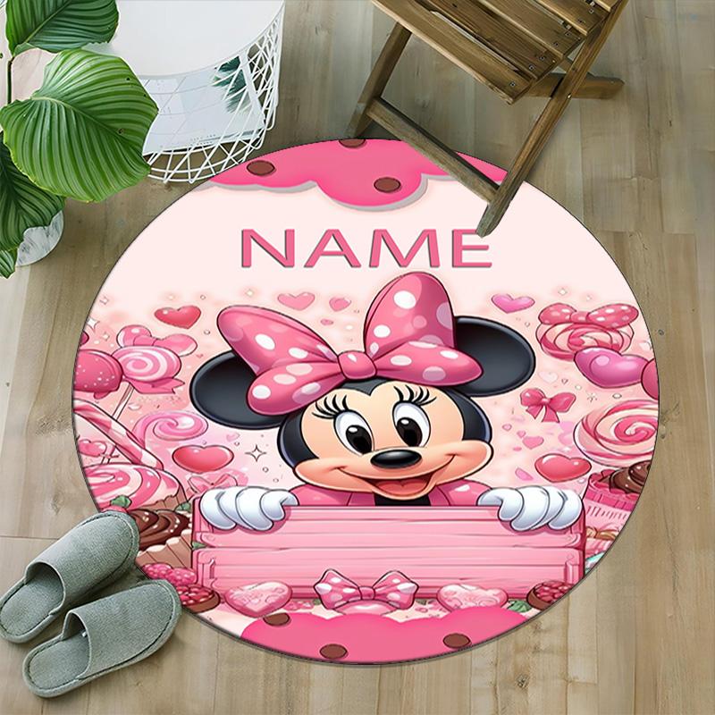 Customizable Minnie (8) Round Non-Slip Carpet - Ideal for Garden, Picnic, Office, Perfect for Decoration, Suitable For All Seasons