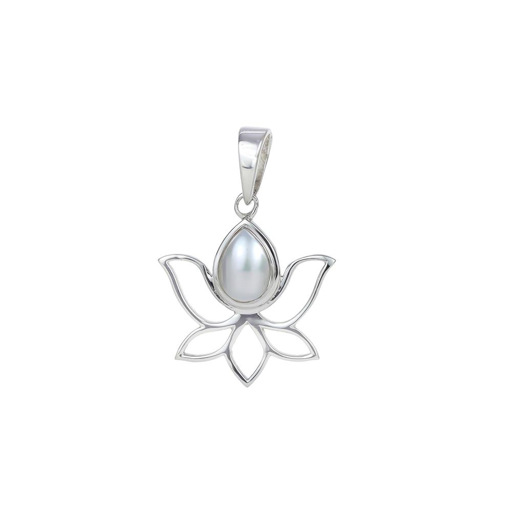 Pear Moonstone Pendant: Sparkling 925 Sterling Silver Lotus Jewelry