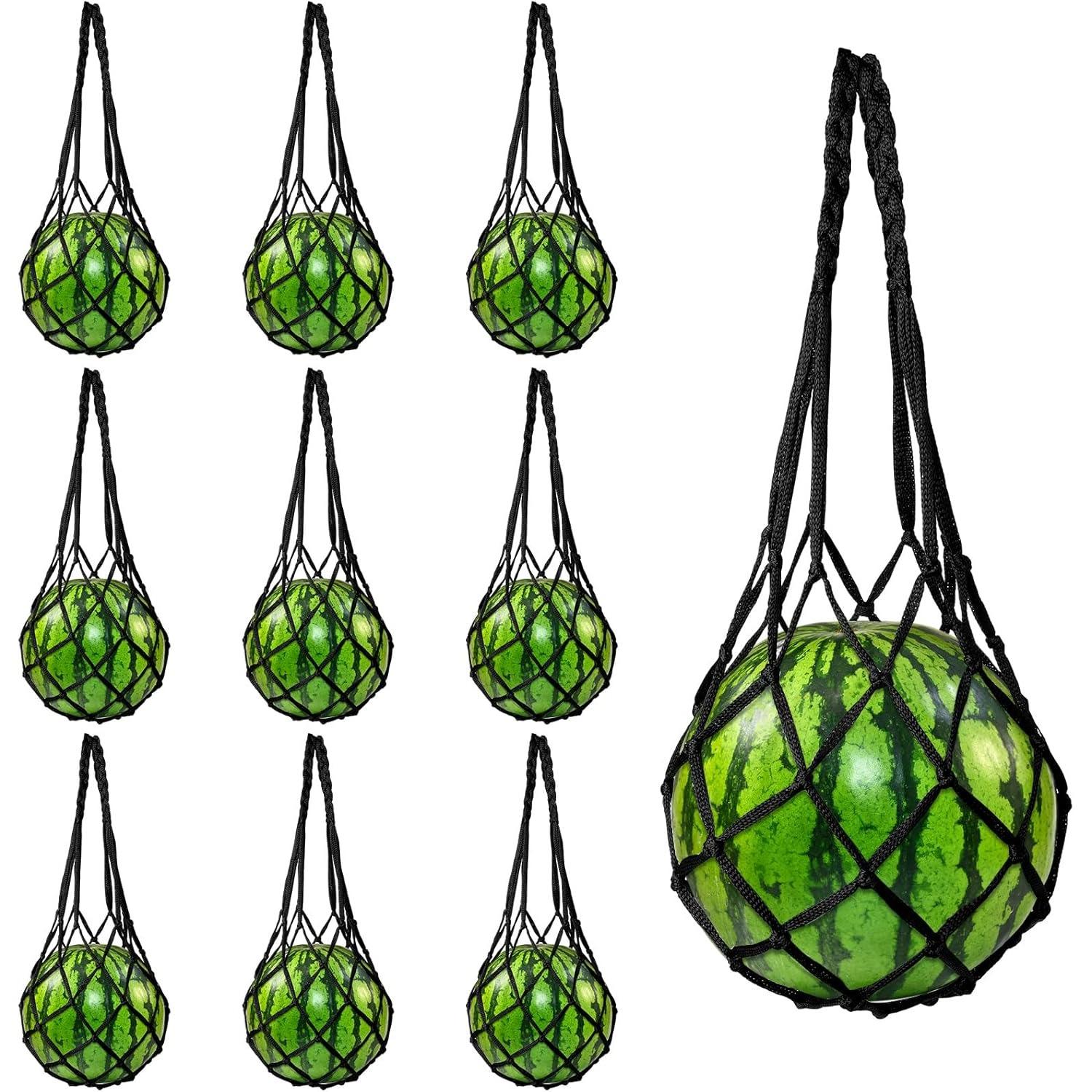10 Pcs Melon Hammock Watermelon Nets, Melon Cradle for Garden to Prevent Falling, Heavy Duty Watermelon Mesh Bag for Growing Cantaloupe 10-Pack чёрный