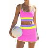 Women High Waist Color Block Three Piece Split Bikini Cover Up Vacation Swimwear