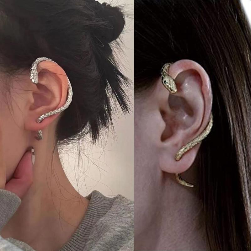 Orecchini a clip geometrici a forma di morso di serpente europei e americani Gioielli da donna Orecchini animali Punk Cartilagine Orecchini in lega