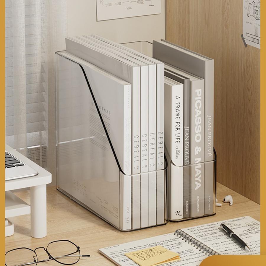 1PCS Student Desktop Textbook Book Transparent Book Stand Office File Storage Shelf Plastic A4 Paper Organising Box