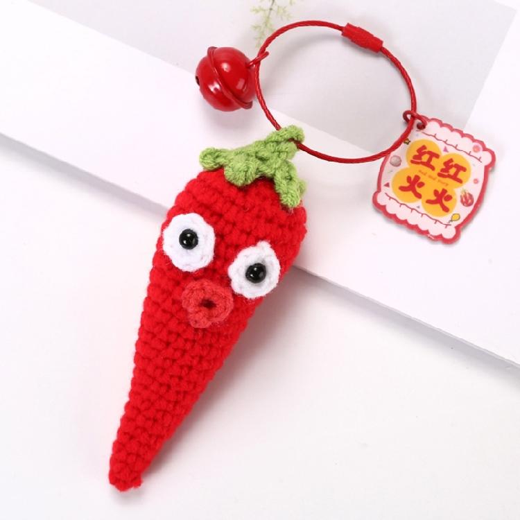 Realistic Yarn Garlic/Cabbage/Scallion/Chili Keychain Vegetable Pendant Keyring Creative Accessory for Keys Or Bags