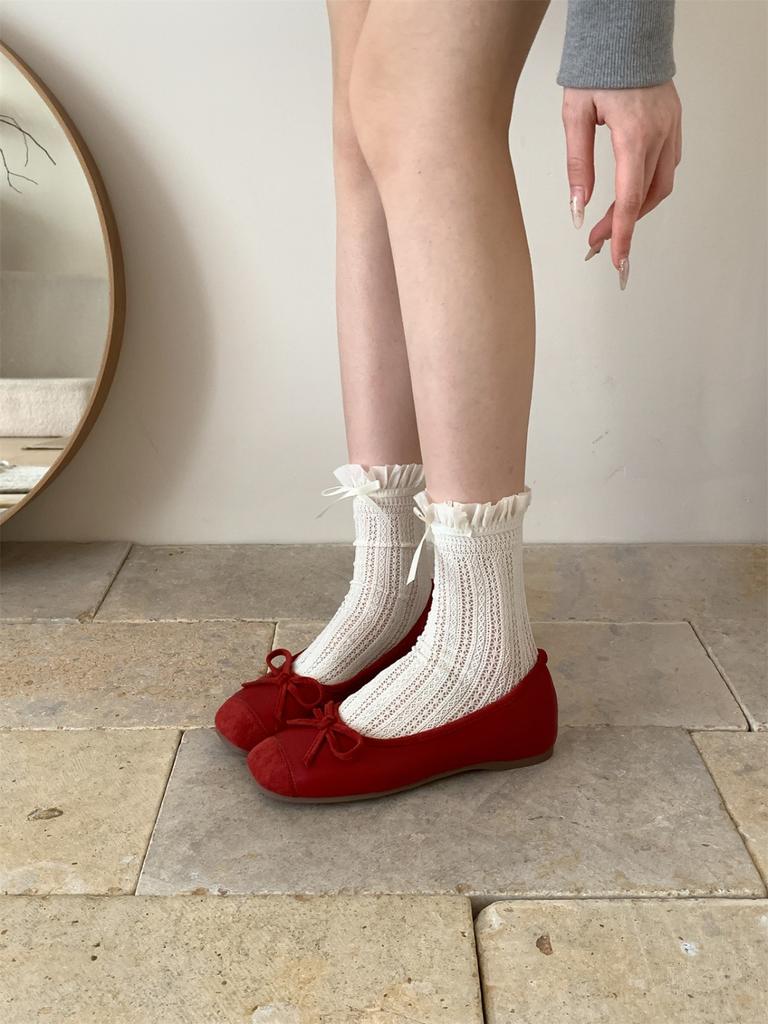 Fashion Gentle comfortable women's soft soled simple versatile flat shoes in spring autumn bow shaped shallow mouth single shoes