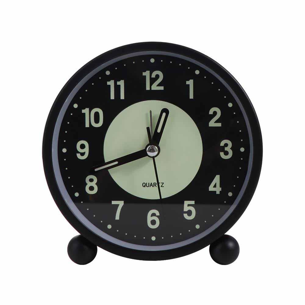 

4-inch Night Light Clock Round Table Clock Portable Metal Luminous Alarm Clock Bedside Table Alarm Clock