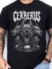 Cerberus T-Shirt | Black Regular Fit With Three Headed Dog Skull Chain Graphic Print | Metal Rock