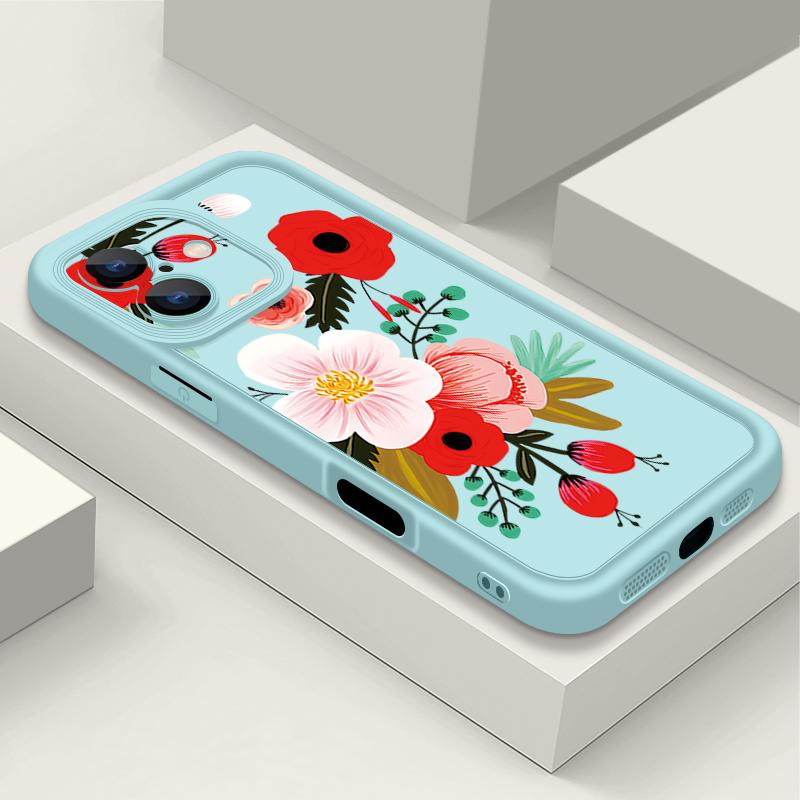 For iPhone 16 Case Cartoon Flower Pattern Shockproof TPU Silicone Soft Cover For iPhone 13 14 15 Pro Max 12 11 iPhone 16 Pro Max Funda