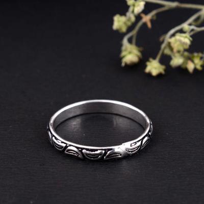 Handmade Silver Arthritis Ring Adjustable Double Band Oxidized Criss Cross Pattern Boho Tribal Design Jewelry Gift for Women & Men