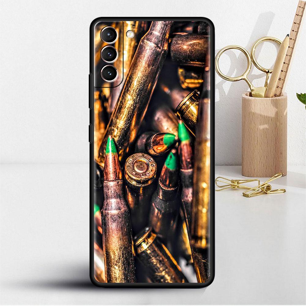 AK47 Handgun Gun BUllets Soft Case For Samsung Galaxy S22 S20 FE S21 S10 S9 Plus S8 Note 20 Ultra 10 Lite Phone Cover Shell