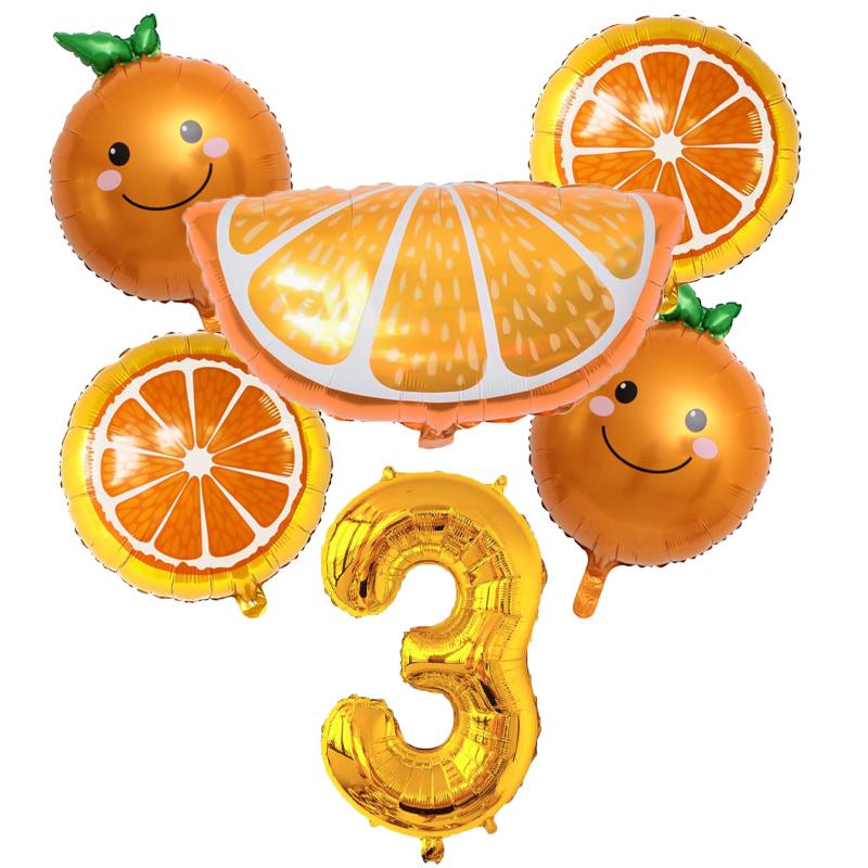 

6pcs Orange Foil Balloon with 32inch Number Balloons Summer Themed Fruit Globals Baby Shower Birthday Thankgiving Party Decor mix