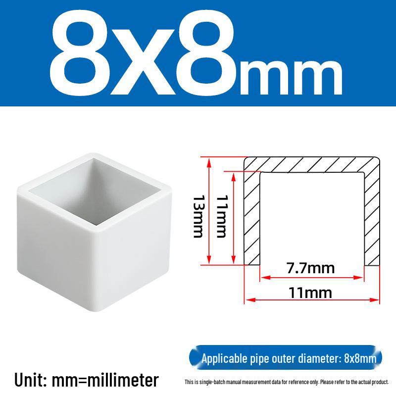 Silicone Anti-slip Chair Leg Cap - Heat Resistant, Square Rubber Sleeve for Steel Pipe with Protective Electroplated Finish