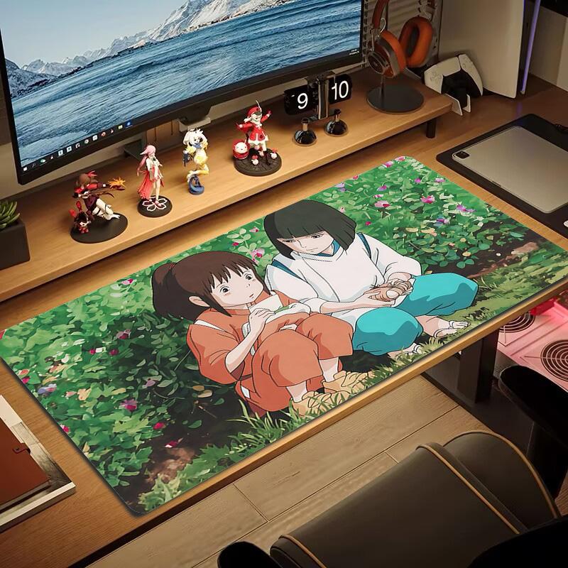 Spirited Away Print Cushion Non-slip Laptop Tablet Big Mousepad XXL Mat Mini PC Playmat With Lock edge