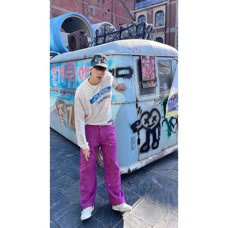 ROADVIBE Waffle Manica Lunga Paly T-shirt Vintage Casual Oversize per Uomo