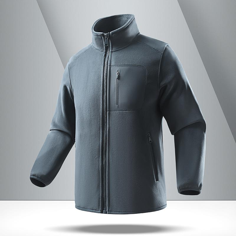 Men's Thick Fleece Stand Up Collar Warm Jacket with Fleece Zipper Cardigan and Fleece Jacket