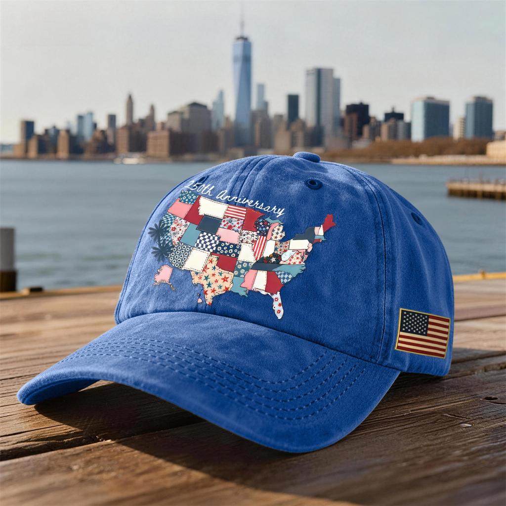 Unisex USA 250th Anniversary Printed Distressed Washed Baseball Cap | Patriotic Vintage Hat For Celebrations
