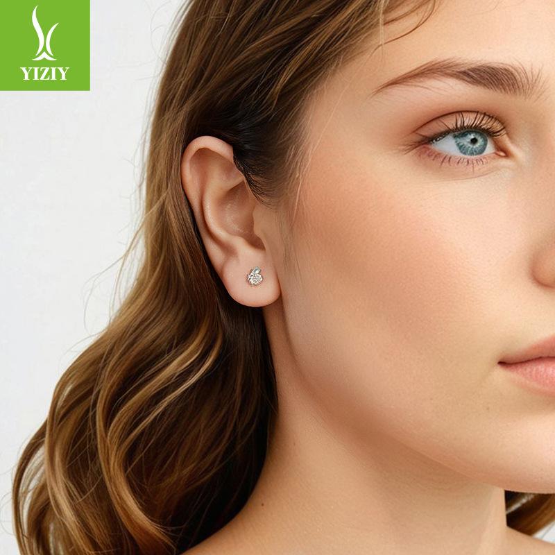 S925 Sterling Silver Conch Stud Earrings, Spring Wear Jewelry Sterling Silver Fine Stud Earrings