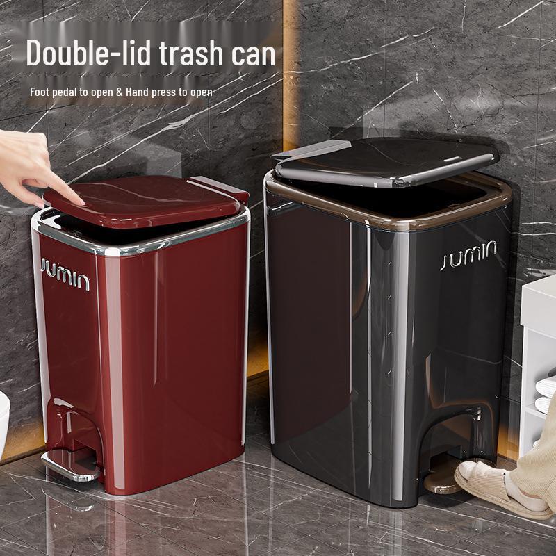 Luxury Pedal Trash Bin with Lid: Hands-Free Operation for Kitchen, Living, Dining, Bedroom
