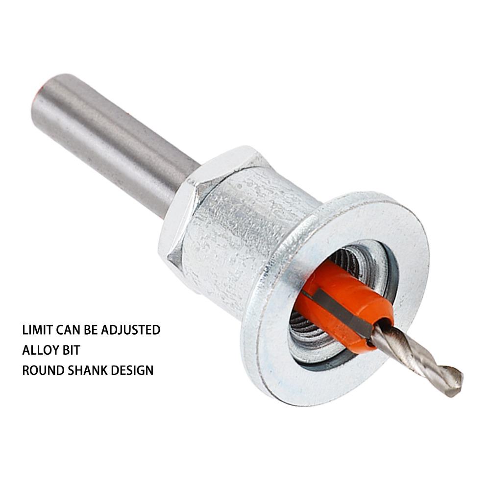 3.5 x 8mm Adjustable Depth Bit Silver Color Taper Hole Drill Woodworking Drill Bit Woodworking