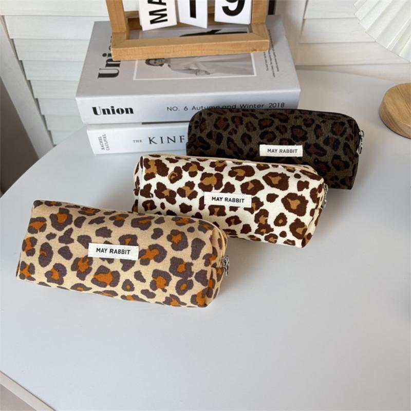 Corduroy Pencil Pouch With Spacious Compartment Student Organizer Washable Cosmetic Bag For Daily Use