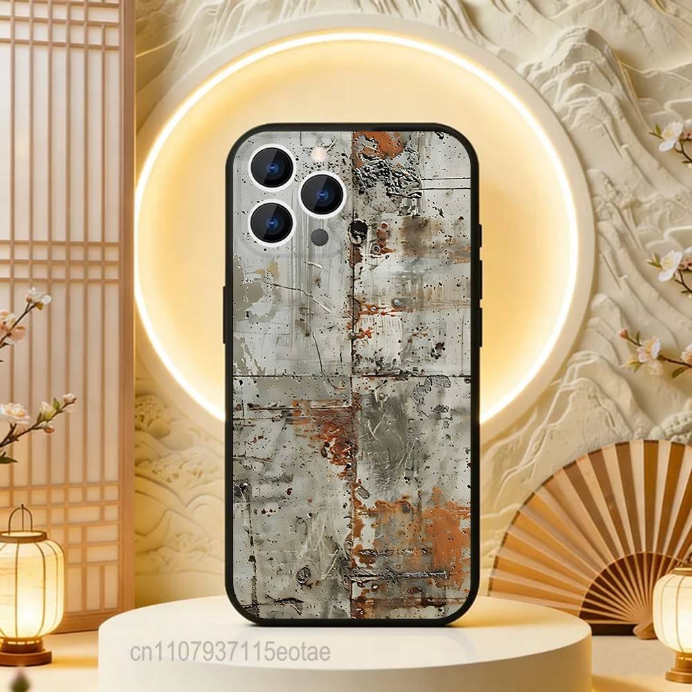 Retro Industrial Style Rusty Walls Case For iPhone  17,16,15,14,13,12,11,Pro,Max,Plus,E,Air,Mini Black Shockproof Funda Cover