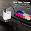 58W Dual Fast Charger with 2PD+QC3.0, EU/US/UK/AU Plugs