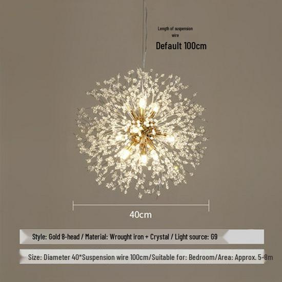 Dandelion Crystal Firework Chandelier: Modern Minimalist Light for Restaurants, Bedrooms, Bars, and Retail Displays