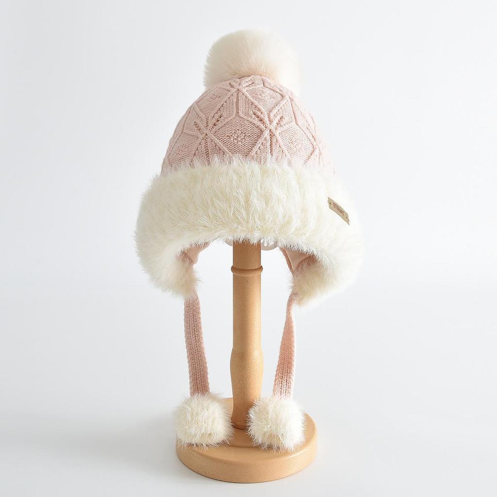 Kids' Knit Pom-Pom Hat: Warm, Windproof, Thickened for Autumn and Winter