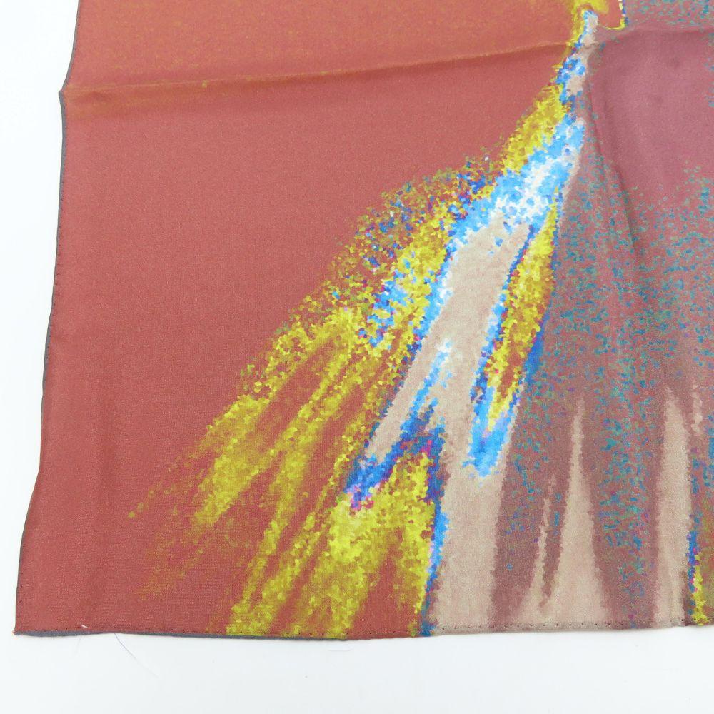 Used Pierre Cardin handkerchief silk Dark marks brown multicolor Fashionable