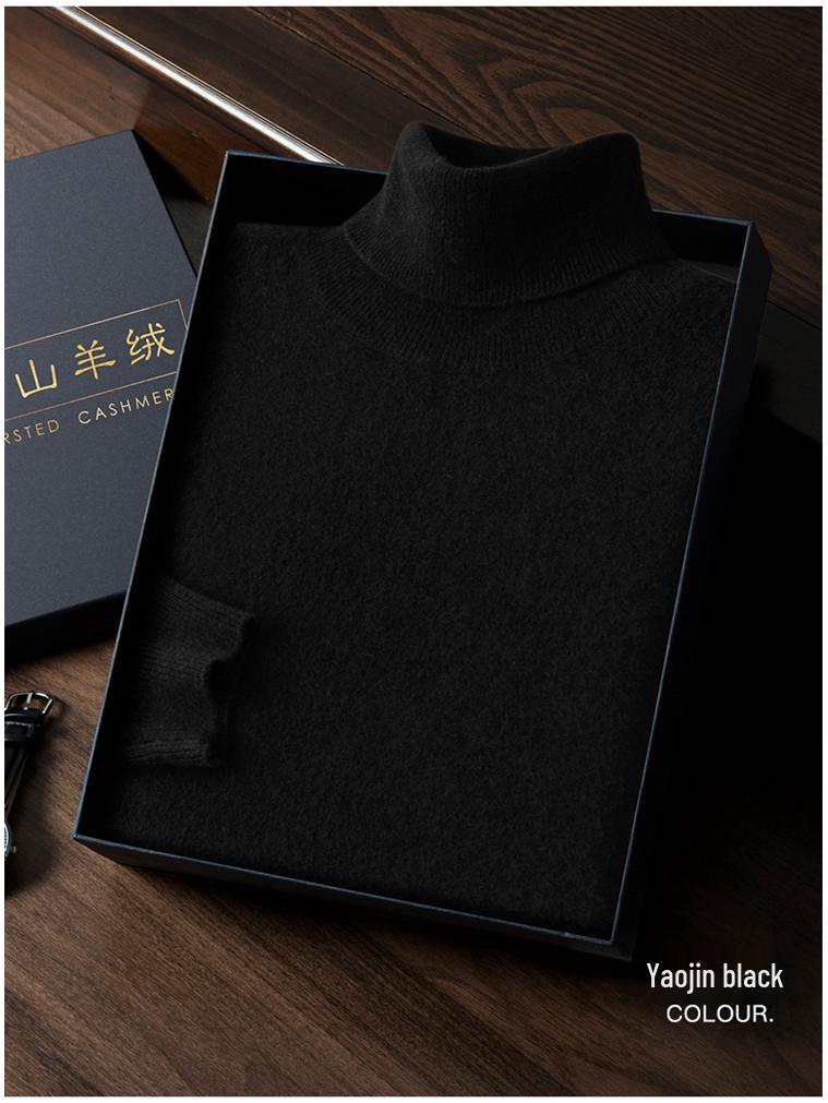 Men's 100% Cashmere High Neck Double-Layer Sweater Pullover