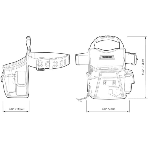 TOUGHBUILT Utility Pouch and Tool Belt - Heavy-Duty Deluxe Premium Quality Durable - Adjustable Belt Size - (TB-316-2)