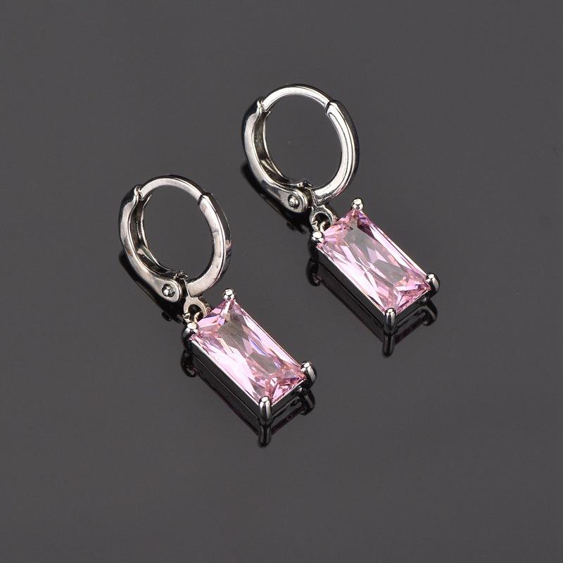 Würzig-Pinke Diamant-Zirkon Kreuz Ohrklemmen - Geschichtete Ohrringe für Frauen