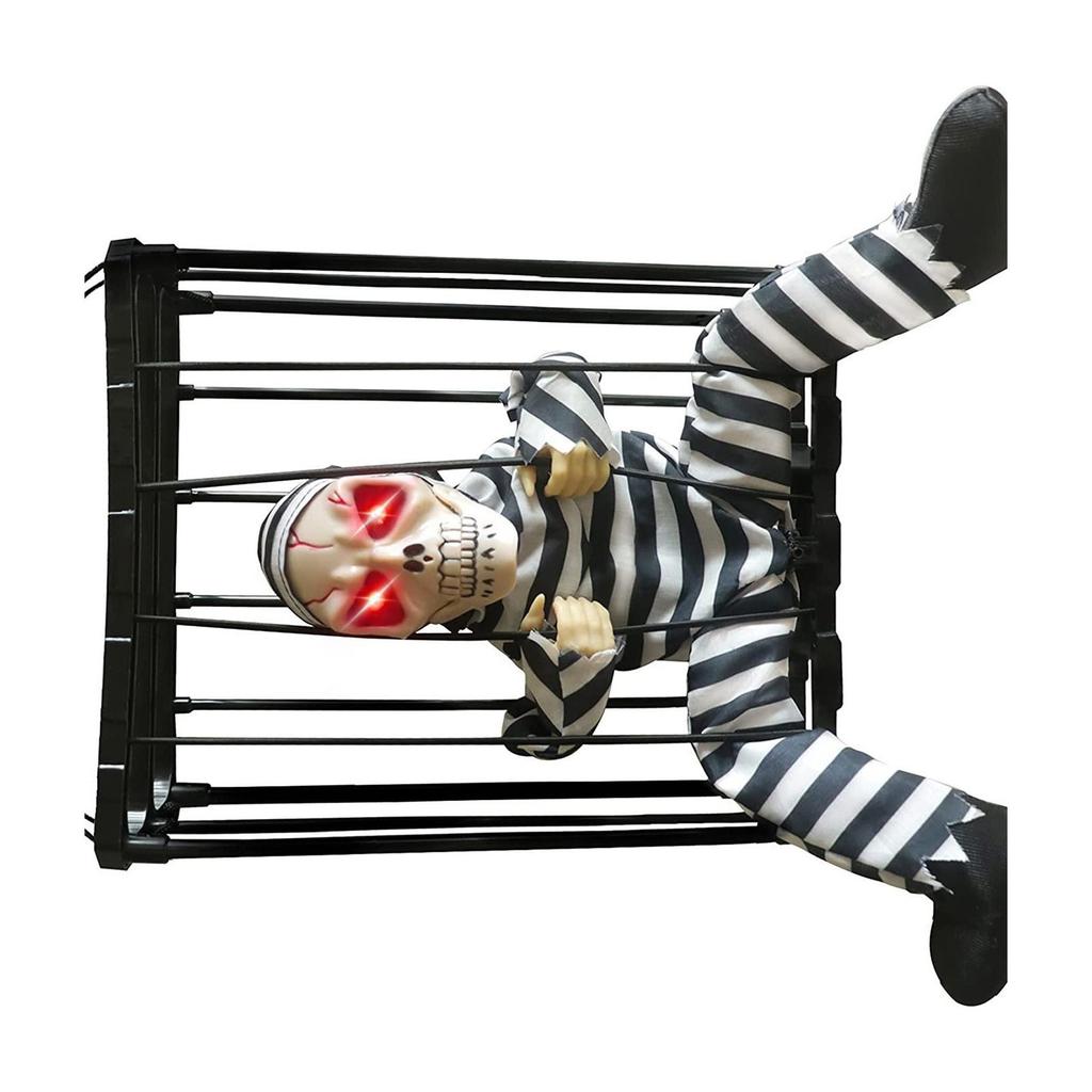 Halloween Scream Skull Cage Prisoner with Automatic Sensors Activation For Haunted Garden Or Indoor Scare Shows