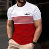 Fashion Striped Printed Short Sleeved T-shirt for Spring and Summer Casual Round Neck T-shirt, Soft and Breathable Men's T-shirt